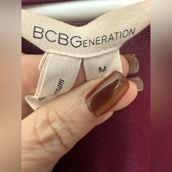 BCBGeneration Purple Round Neck Cinched-Waist Stretch Dress - Picture 4 of 7